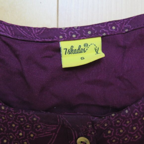 7 Shades authentic Indian Kameez style tunic purple grape size small - Picture 3 of 6